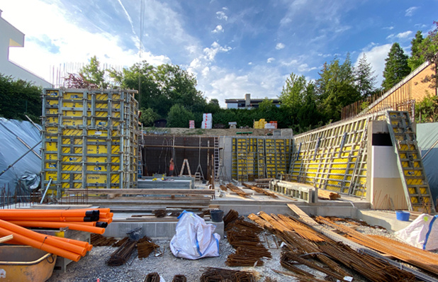 Familienvilla in Durlach, Rohbau Beginn