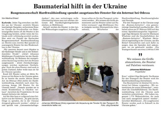 SPENDENAKTION FÜR DIE UKRAINE